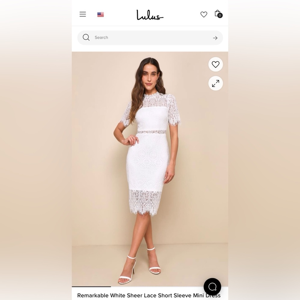 Lulu’s Remarkable White Sheet Lace Short Sleeve Midi Dress